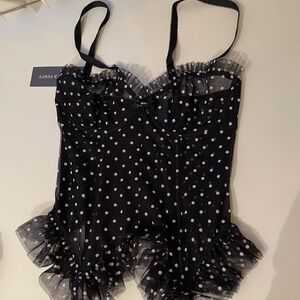 Fenty Black and White Polka Dot Corset Top